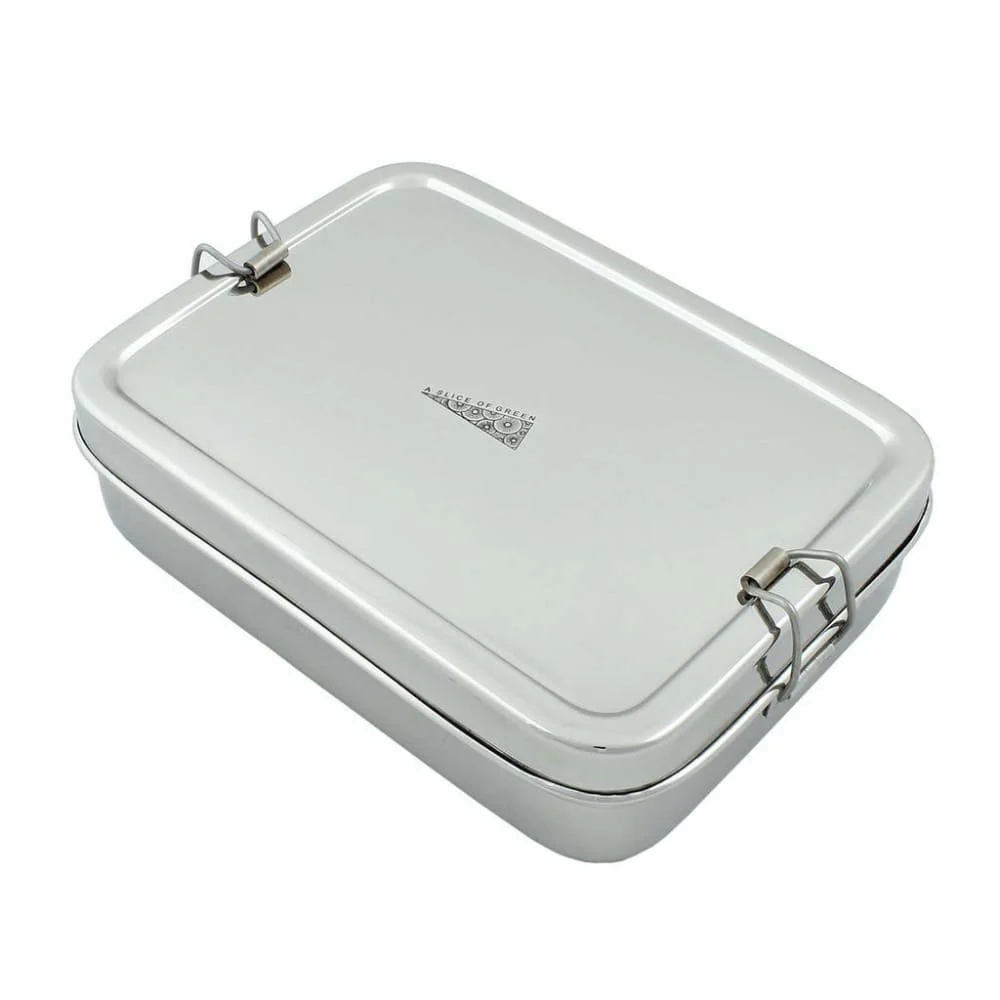 A Slice of Green Large Rectangle Stainless Steel Lunch Box with Mini Container - Image 3