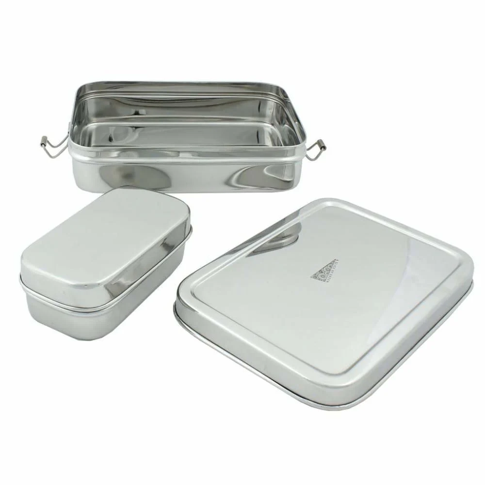 A Slice of Green Large Rectangle Stainless Steel Lunch Box with Mini Container - Image 4