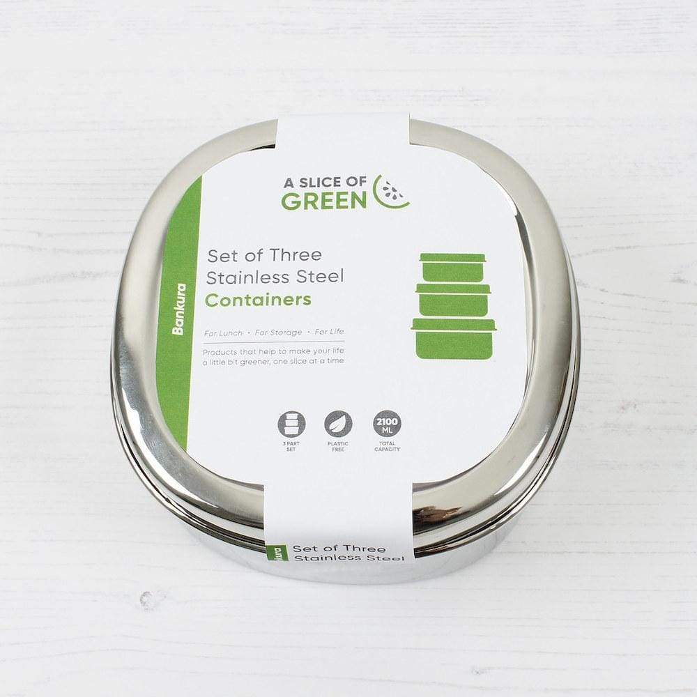 A Slice of Green Stainless Steel Set of 3 Square Food Containers - Bankura - Image 7