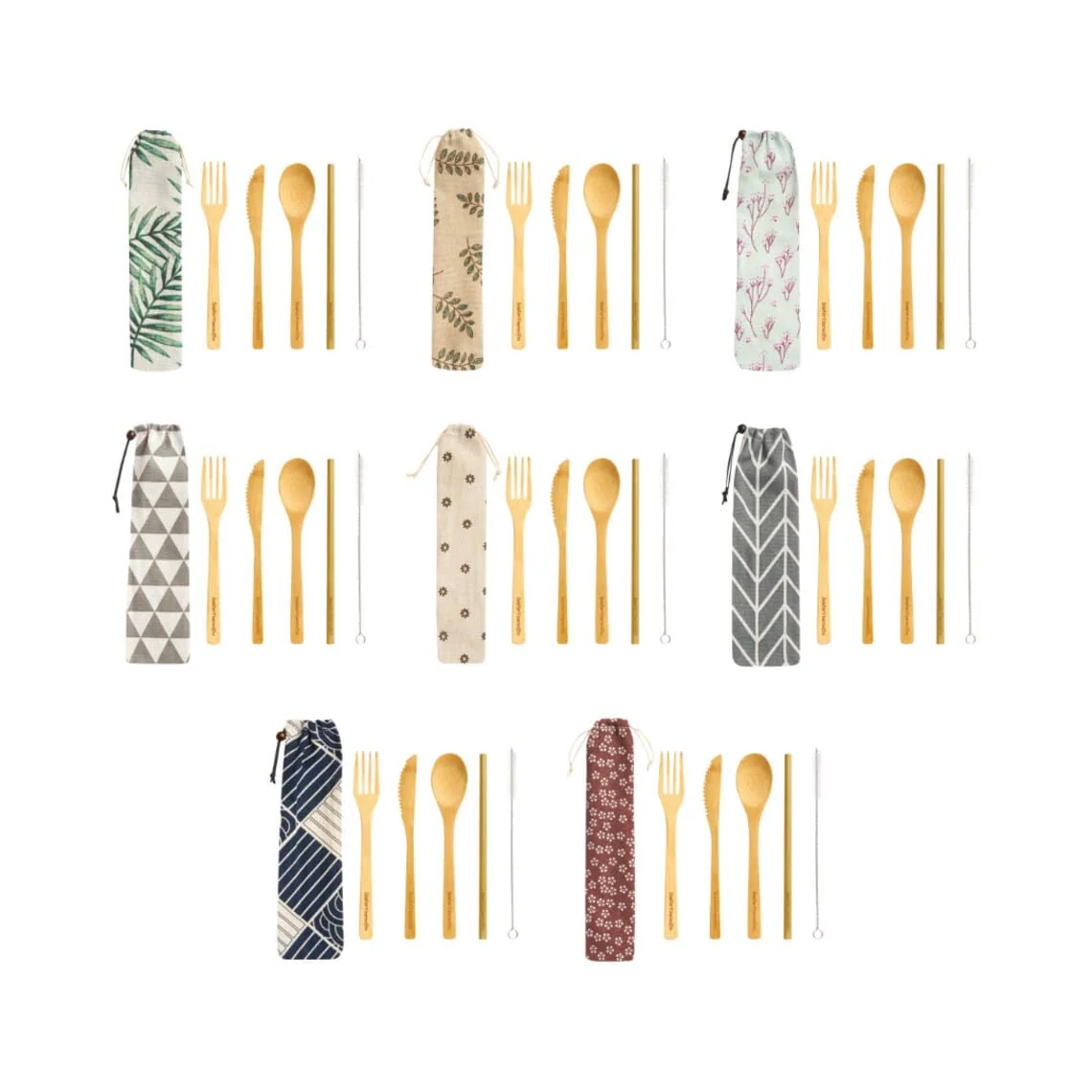 Bamboo Cutlery Set with Cotton Pouch - Image 10