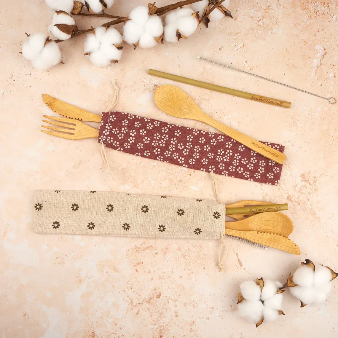 Bamboo Cutlery Set with Cotton Pouch - Image 9