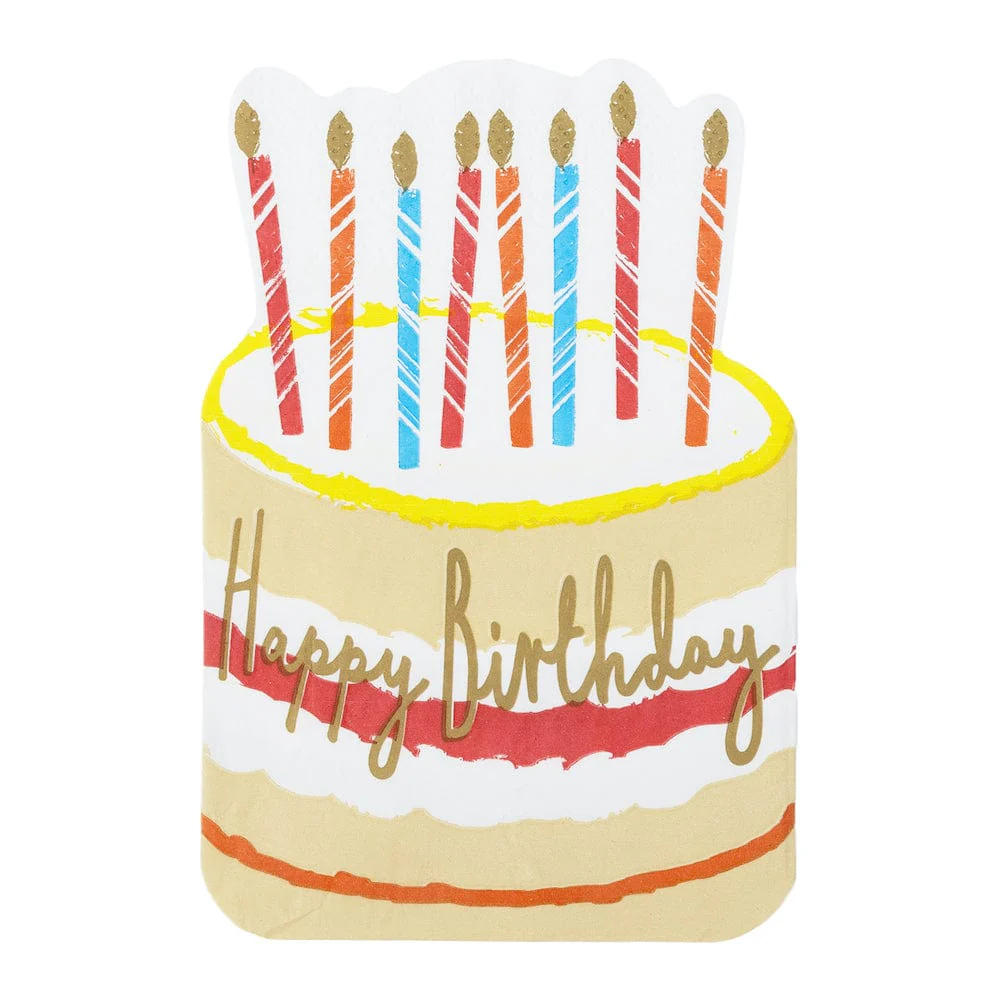 Birthday Cake Shaped Paper Napkins - 20 Pack - Image 3
