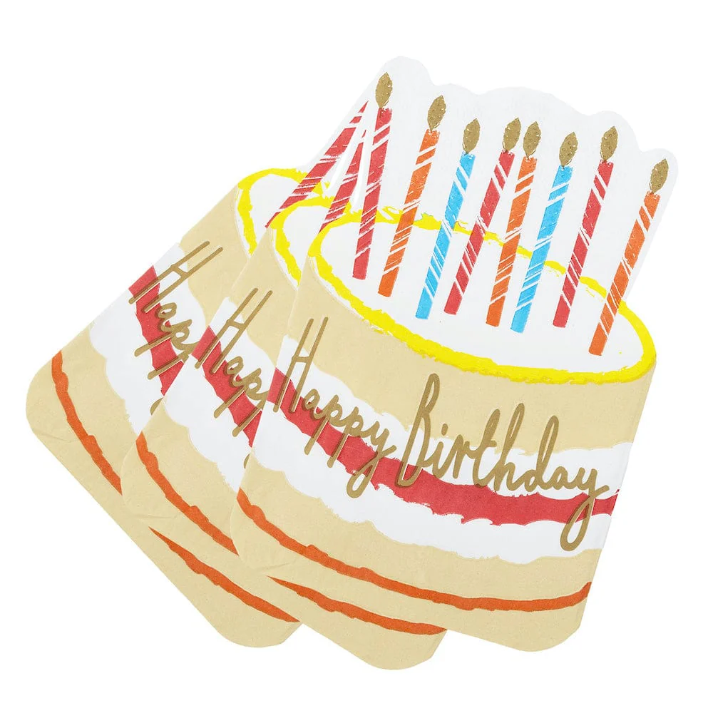 Birthday Cake Shaped Paper Napkins - 20 Pack - Image 4