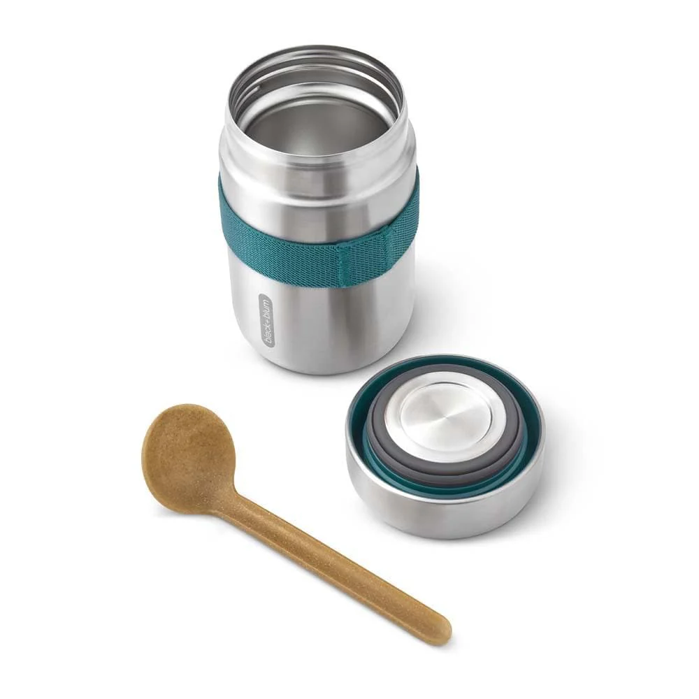 black+blum Insulated Stainless Steel Food Flask with Spoon 400ml - Ocean - Image 5