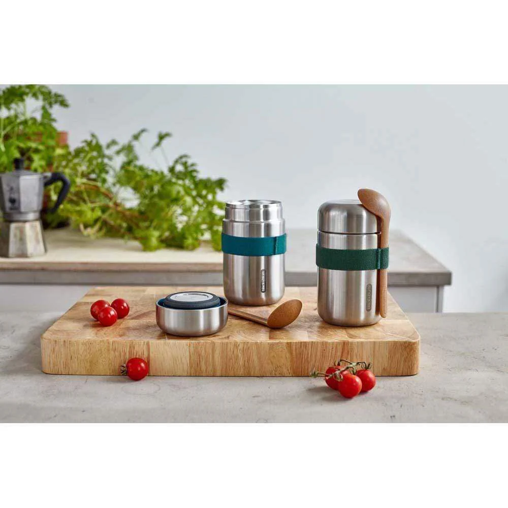 black+blum Insulated Stainless Steel Food Flask with Spoon 400ml - Ocean - Image 6