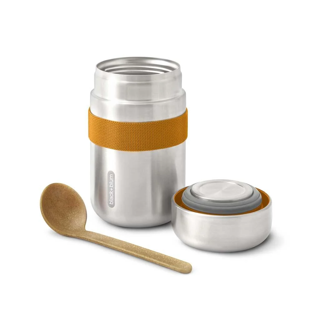 black+blum Insulated Stainless Steel Food Flask with Spoon 400ml - Orange - Image 3