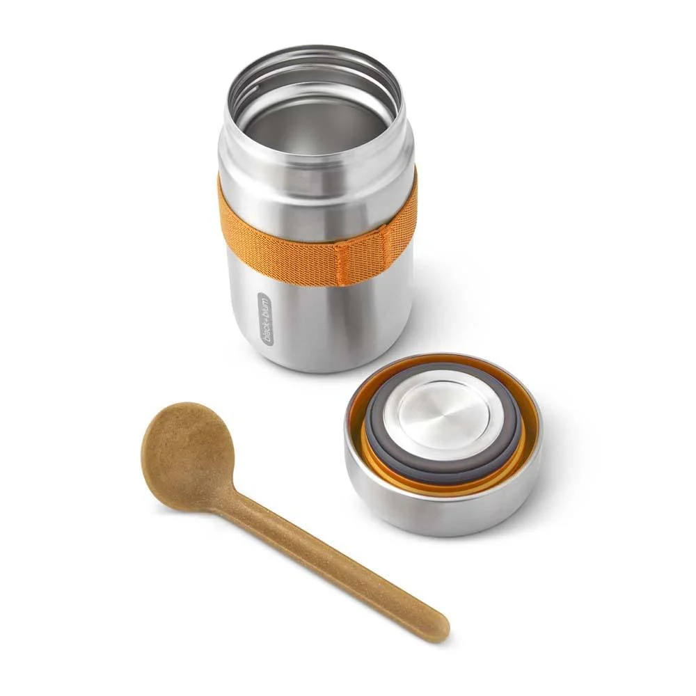 black+blum Insulated Stainless Steel Food Flask with Spoon 400ml - Orange - Image 5