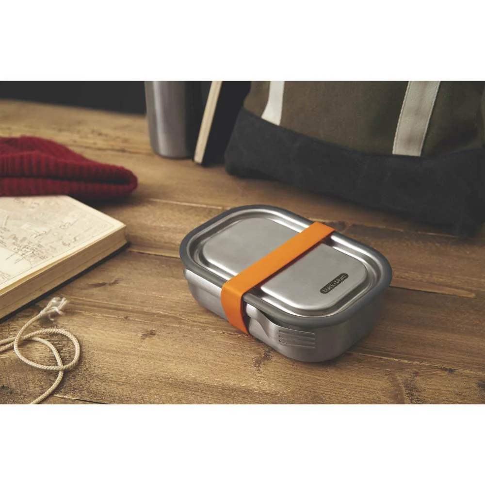 black+blum Stainless Steel Leakproof 1L Lunch Box & Fork - Orange - Image 3