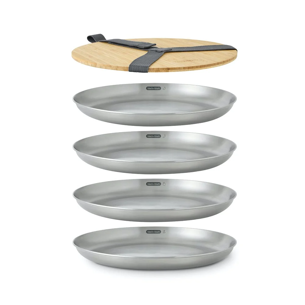 black+blum Stainless Steel Plate Set with Bamboo Board - Image 11