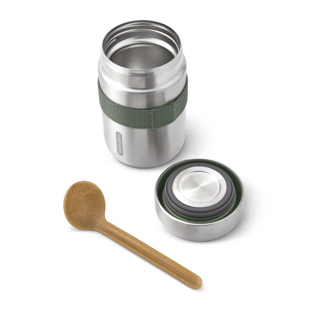 black+blum Insulated Stainless Steel Food Flask with Spoon 400ml - Olive - Image 5