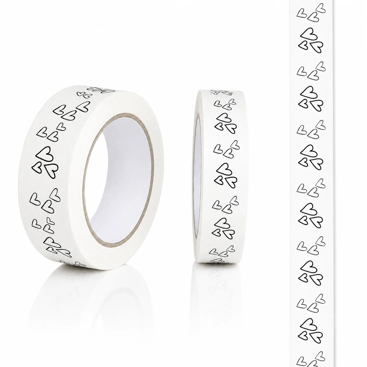 Black & White Hearts Paper Tape 24mm x 50m