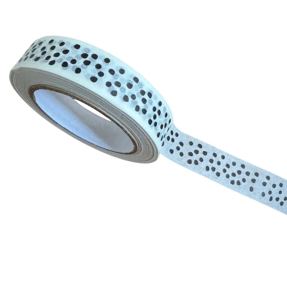 Black & White Polka Dot Paper Tape 24mm x 50m - Image 2