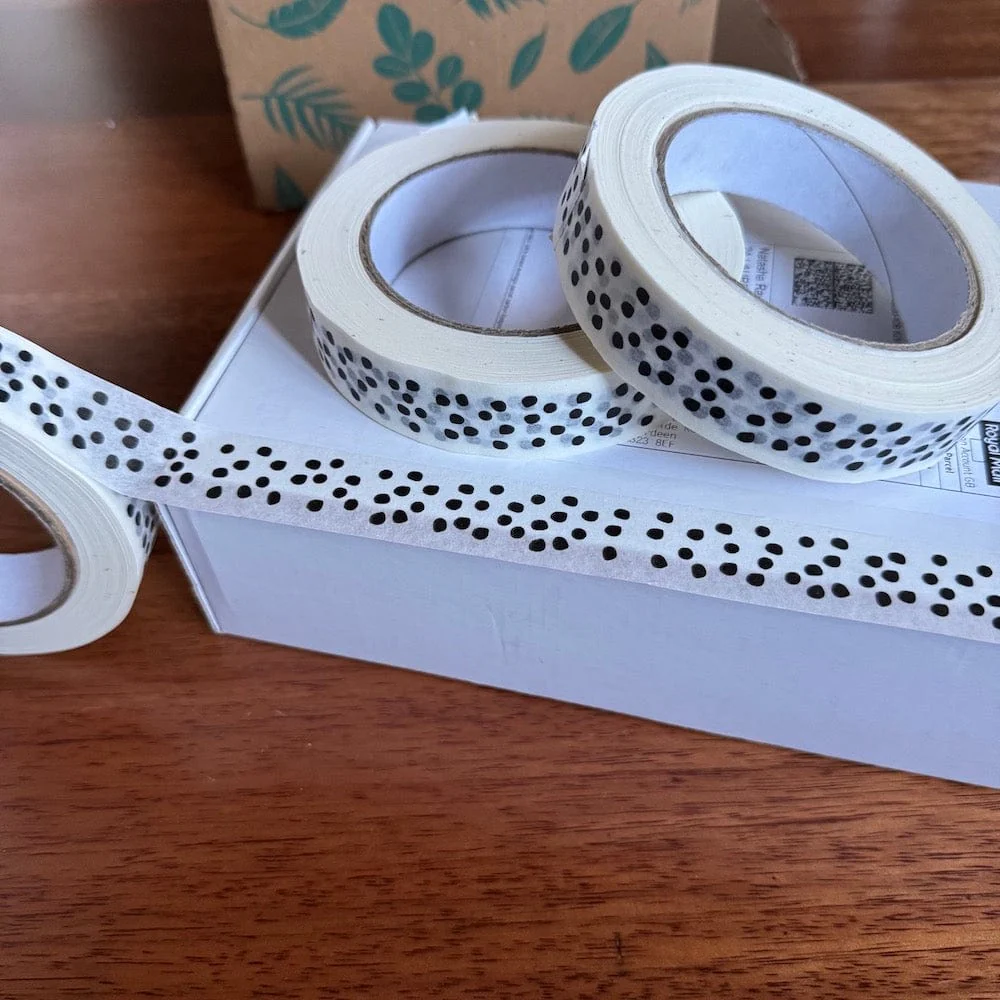 Black & White Polka Dot Paper Tape 24mm x 50m - Image 3