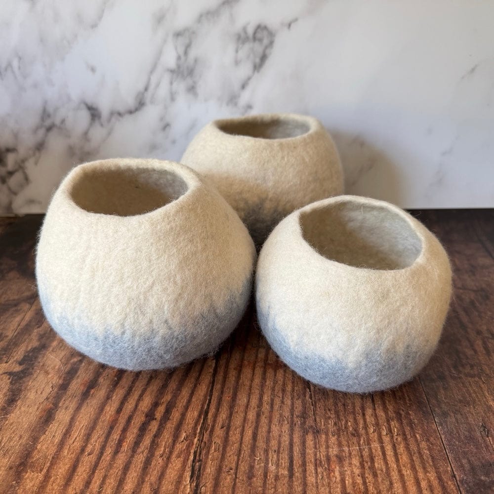Blue Ombre Spherical Wool Felt Plant Pot Cover - Image 2