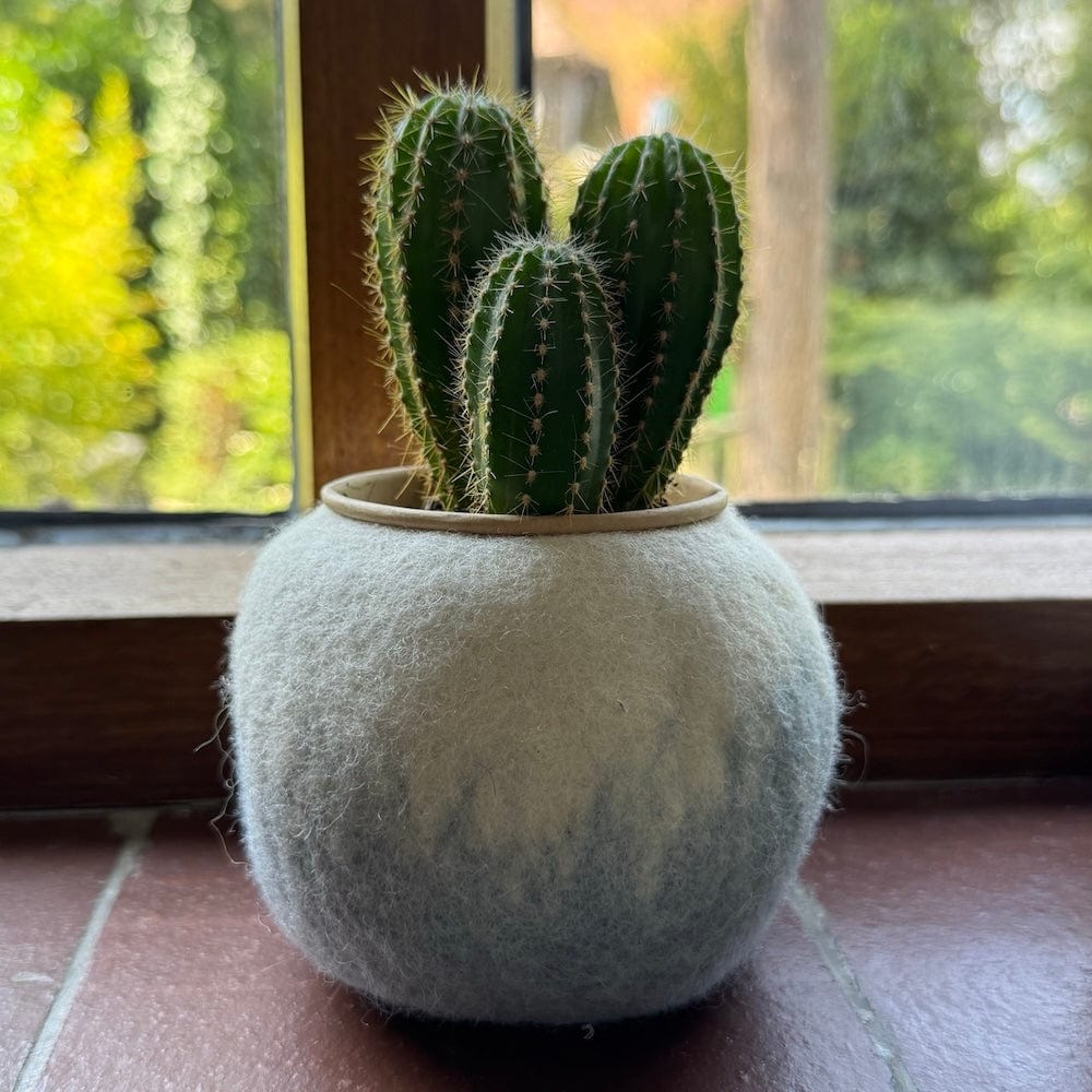 Blue Ombre Spherical Wool Felt Plant Pot Cover - Image 3