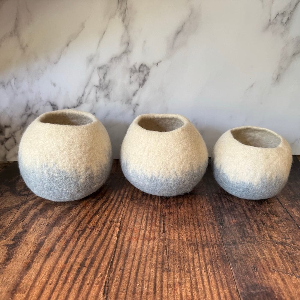 Blue Ombre Spherical Wool Felt Plant Pot Cover - Image 6