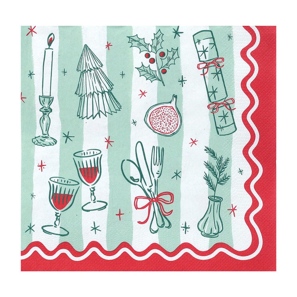 Bon Noel Christmas Icons Paper Napkins - 20 Pack