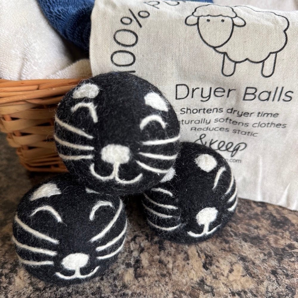 Cat Wool Dryer Balls - Set of 3 & Storage Bag - Image 2