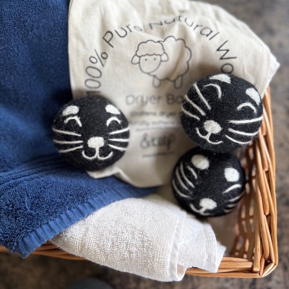 Cat Wool Dryer Balls - Set of 3 & Storage Bag - Image 3