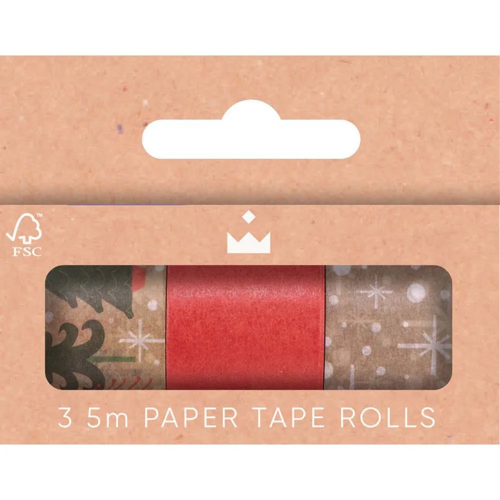 Christmas Forest Wide Paper Washi Tape 25mm x 5m - Pack of 3 - Image 2