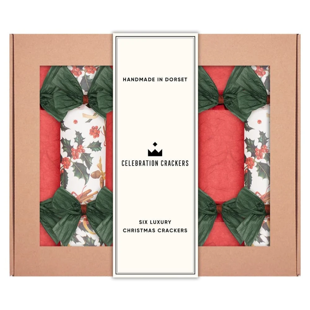 Cinnamon Rouge UK Handmade Luxury Christmas Crackers Box of 6