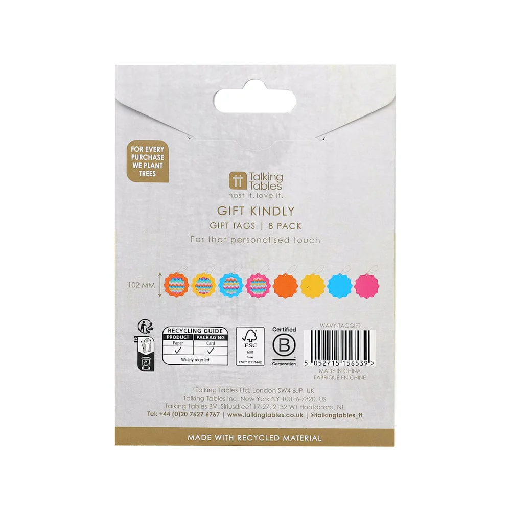 Colourful Wavy Gift Tags – 8 Pack - Image 3