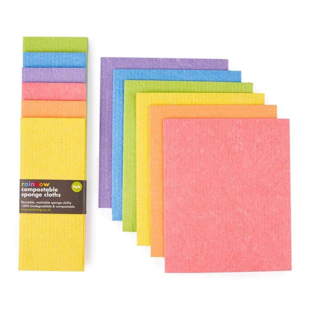 Compostable Sponge Cleaning Cloths - 4 or 6 Pack RAINBOW - Image 2