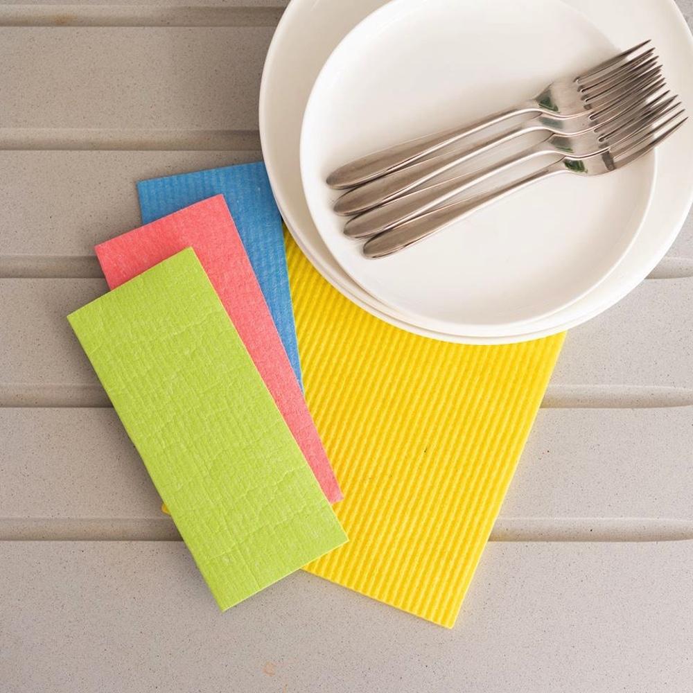 Compostable Sponge Cleaning Cloths - 4 or 6 Pack RAINBOW - Image 3