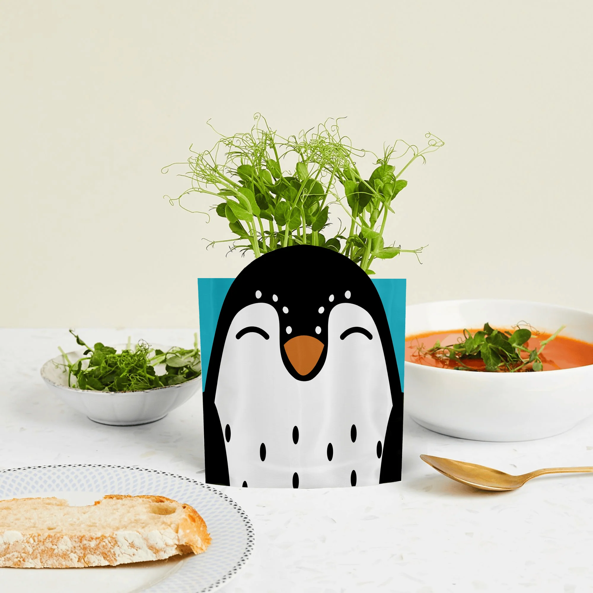 'Sonny' Penguin Growable Microgreen Greetings Card - Image 3