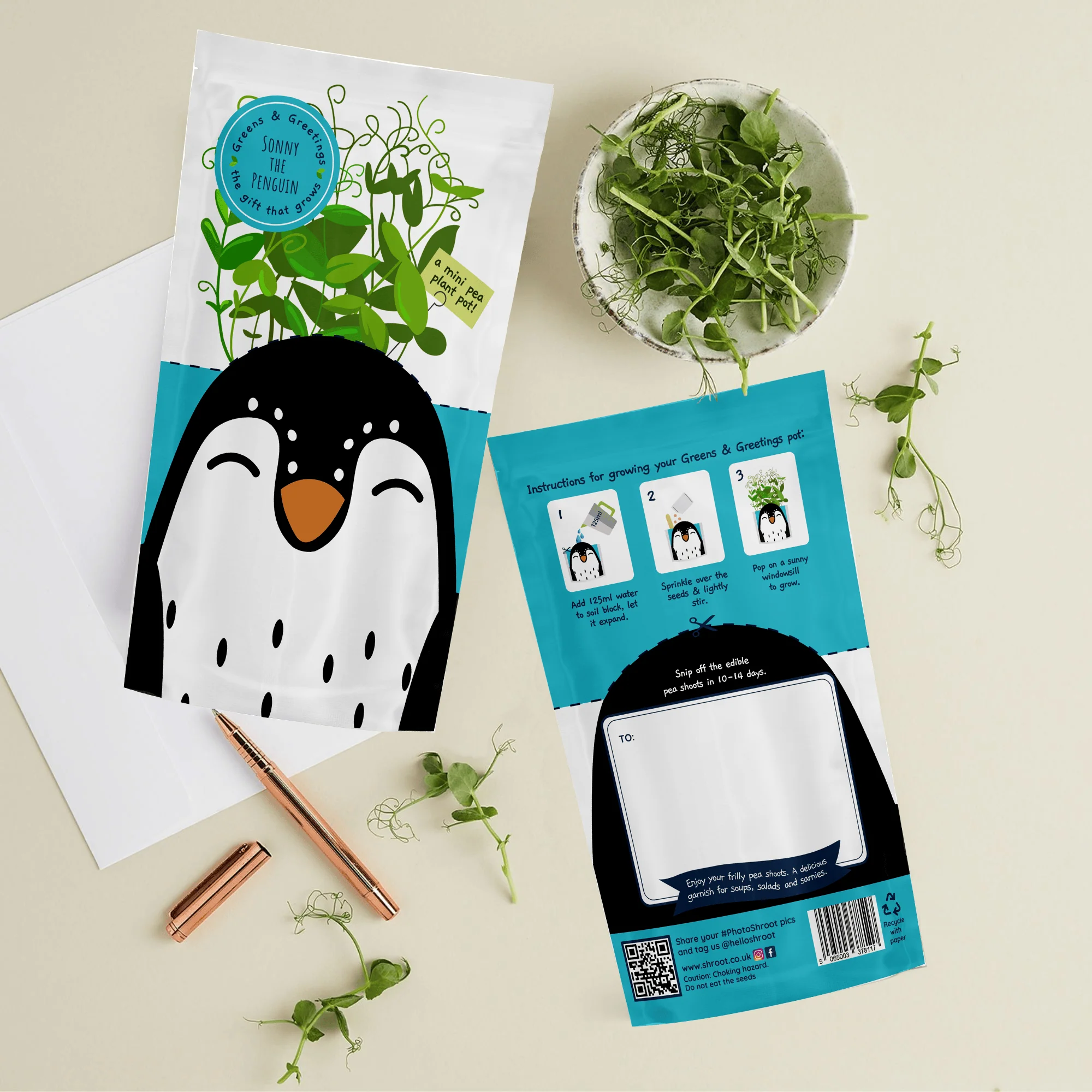 'Sonny' Penguin Growable Microgreen Greetings Card - Image 4