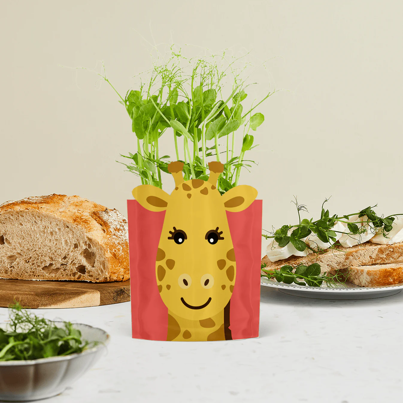 'Gemma' Giraffe Growable Microgreen Greetings Card - Image 3