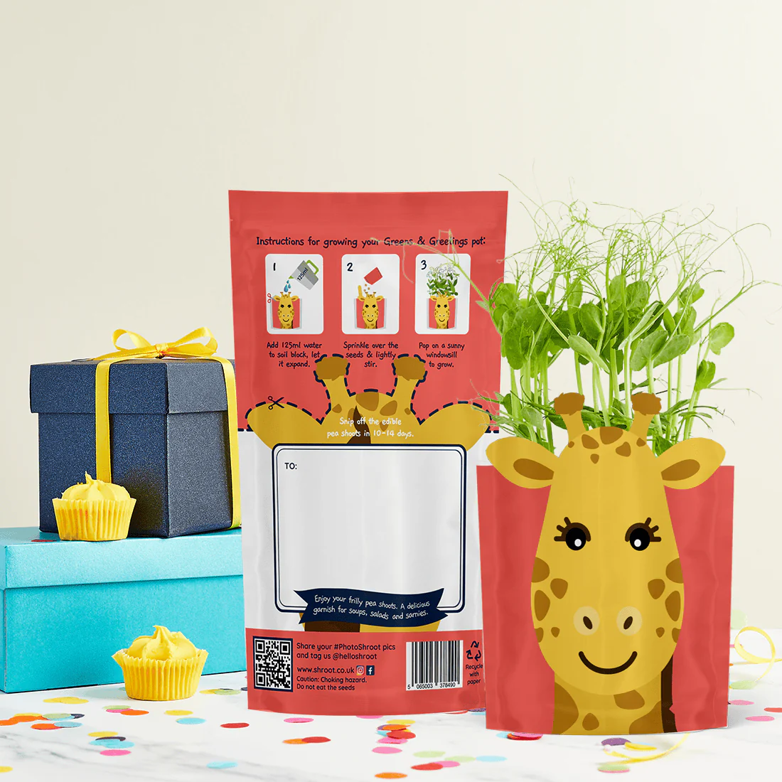 'Gemma' Giraffe Growable Microgreen Greetings Card - Image 4