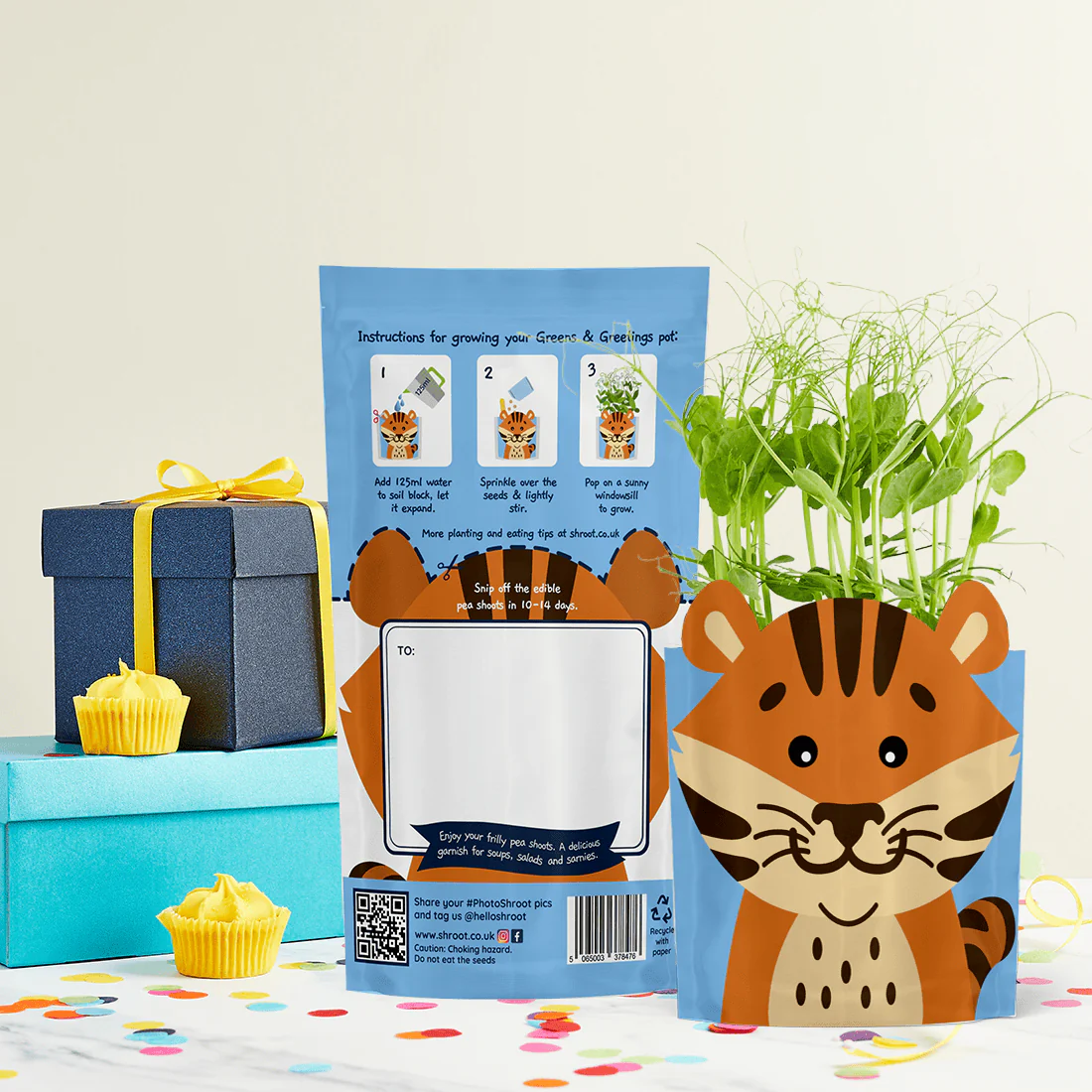'Toby' Tiger Growable Microgreen Greetings Card