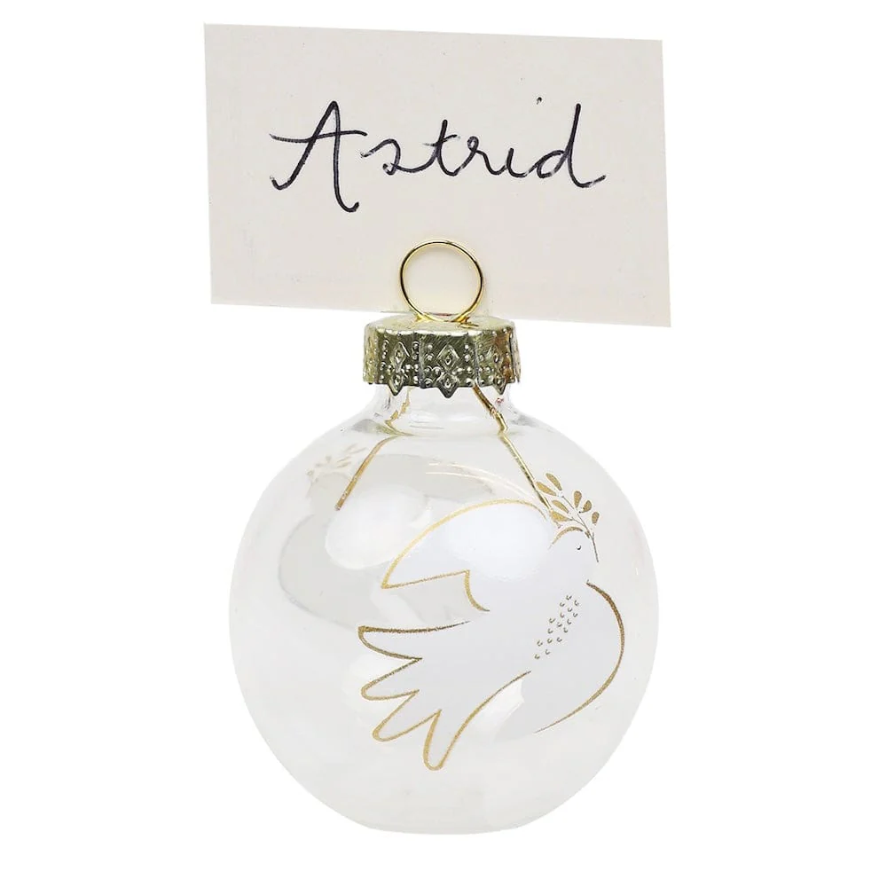 Dove & Mistletoe Glass Bauble Place Card Holders - 6 Pack - Image 4