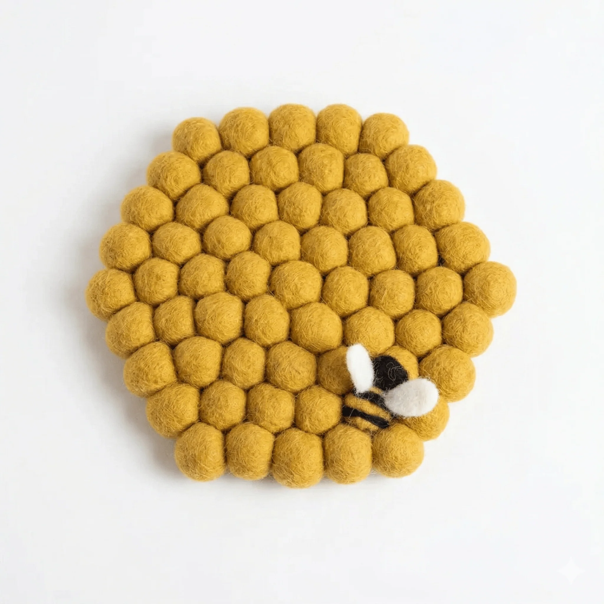 Hexagonal Trivet with Bee Fairtrade Wool Felt