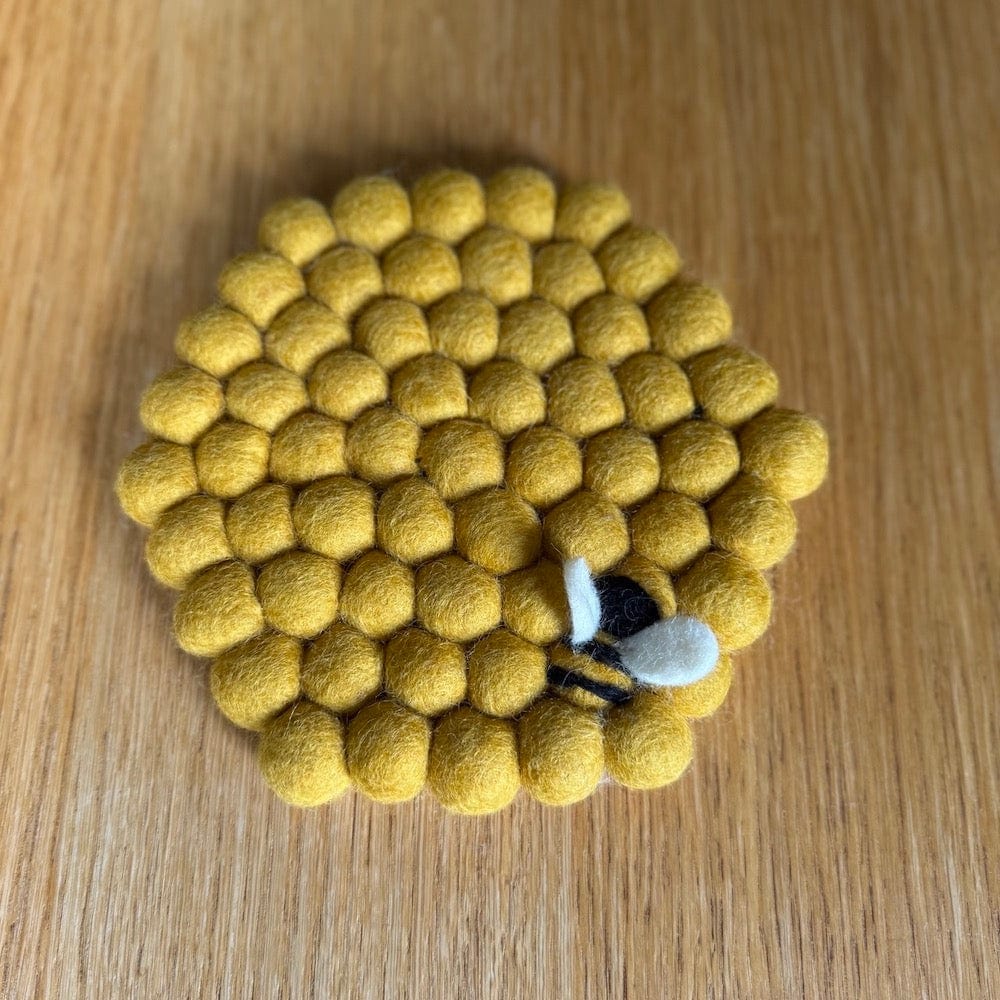 Hexagonal Trivet with Bee Fairtrade Wool Felt - Image 4