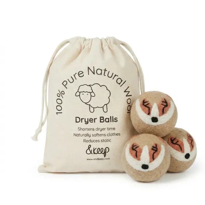 Fox Wool Dryer Balls - Set of 3 & Storage Bag