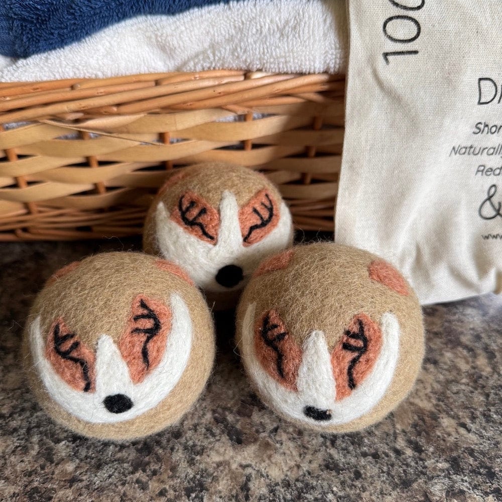 Fox Wool Dryer Balls - Set of 3 & Storage Bag - Image 5