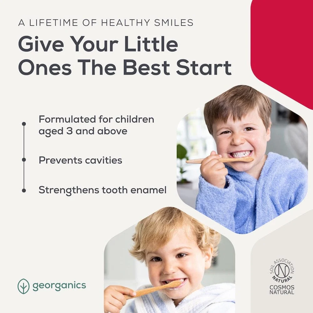 Georganics Fluoride Toothpaste with Hydroxyapatite - Kids' Strawberry - Image 3