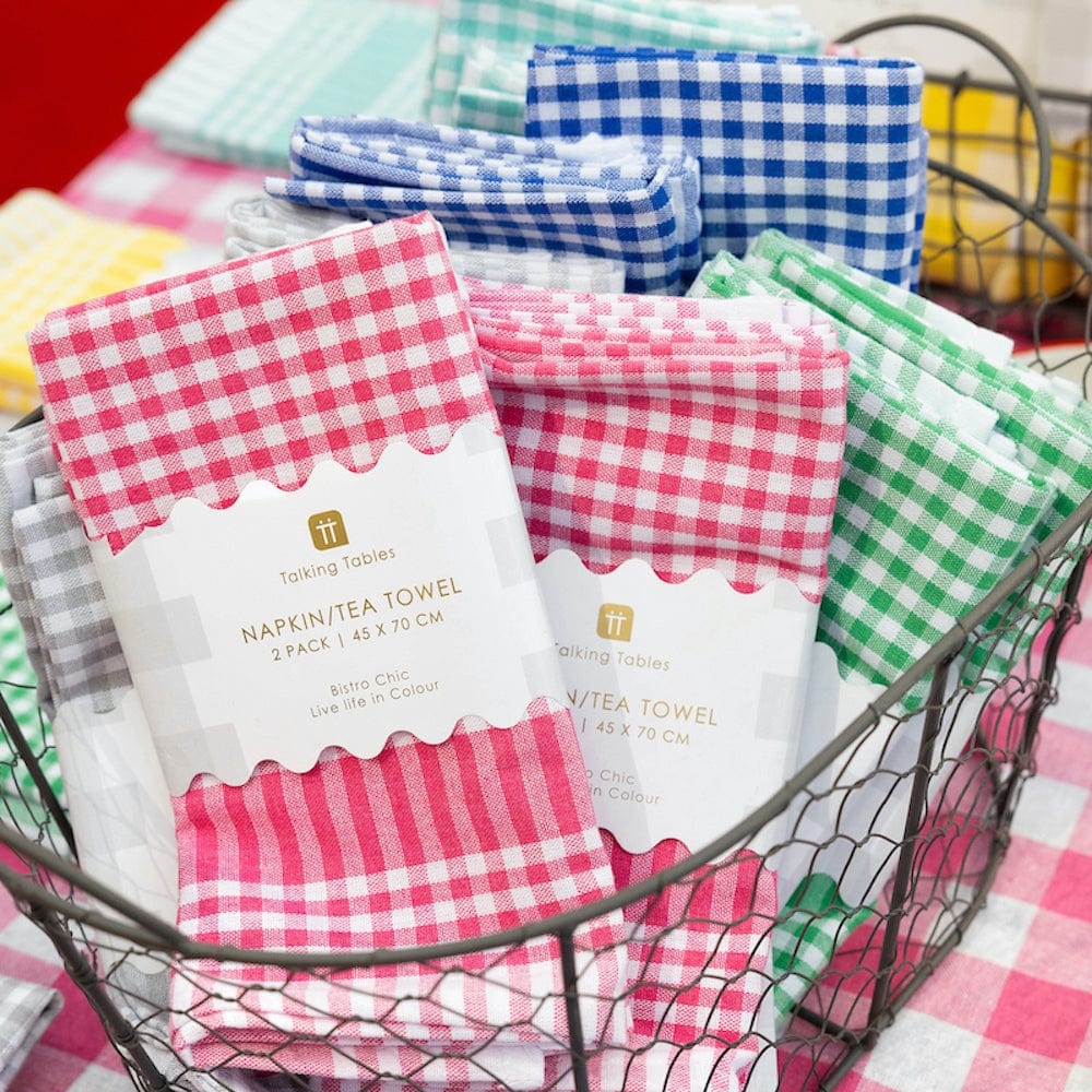 Gingham Cotton Napkins/Tea Towels - 2 Pack