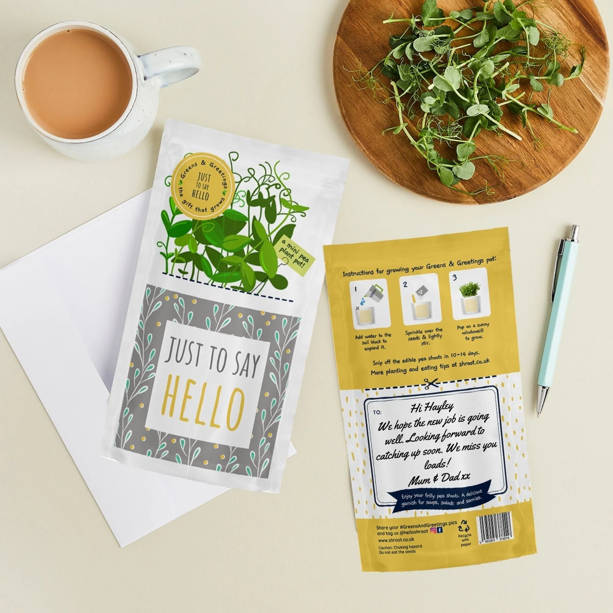 'Just to Say Hello' Growable Microgreen Greetings Card - Image 2