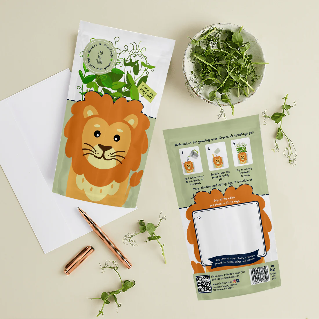 'Leo' Lion Growable Microgreen Greetings Card - Image 2