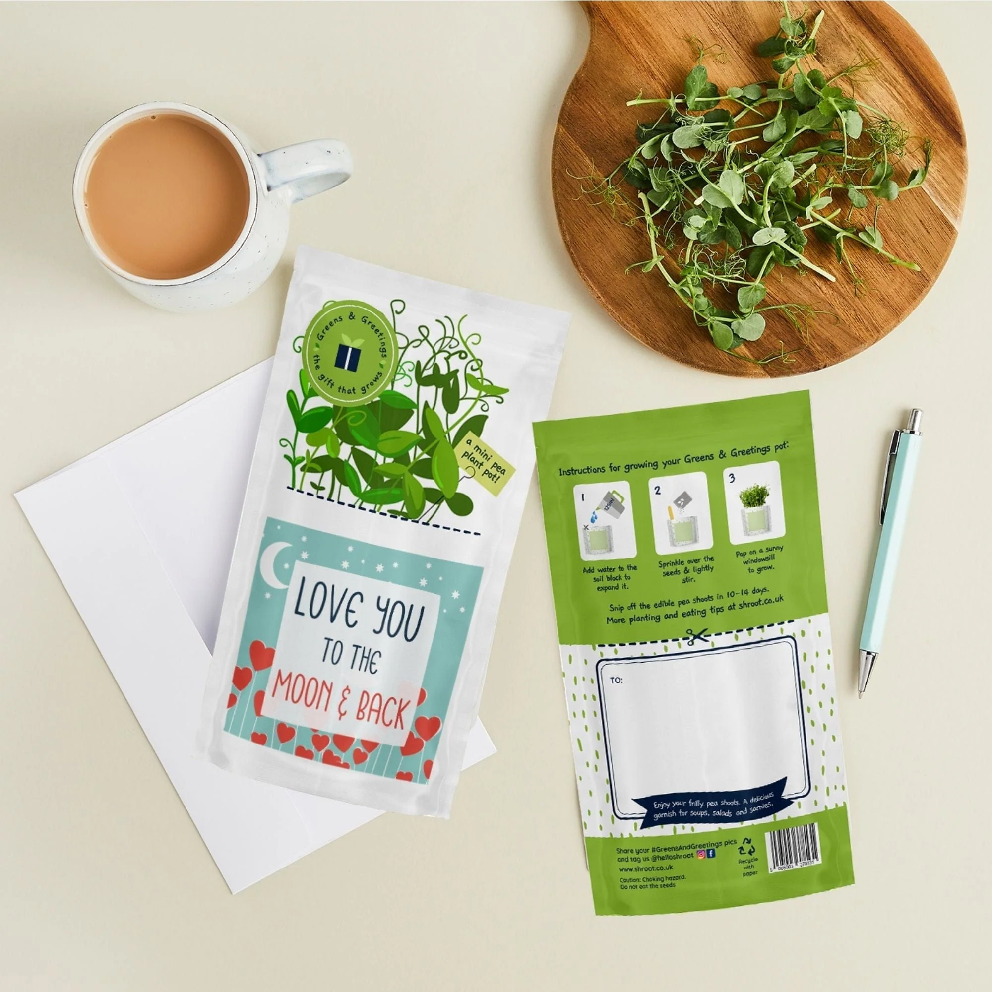 Love You to the Moon & Back Growable Microgreen Greetings Card - Image 2