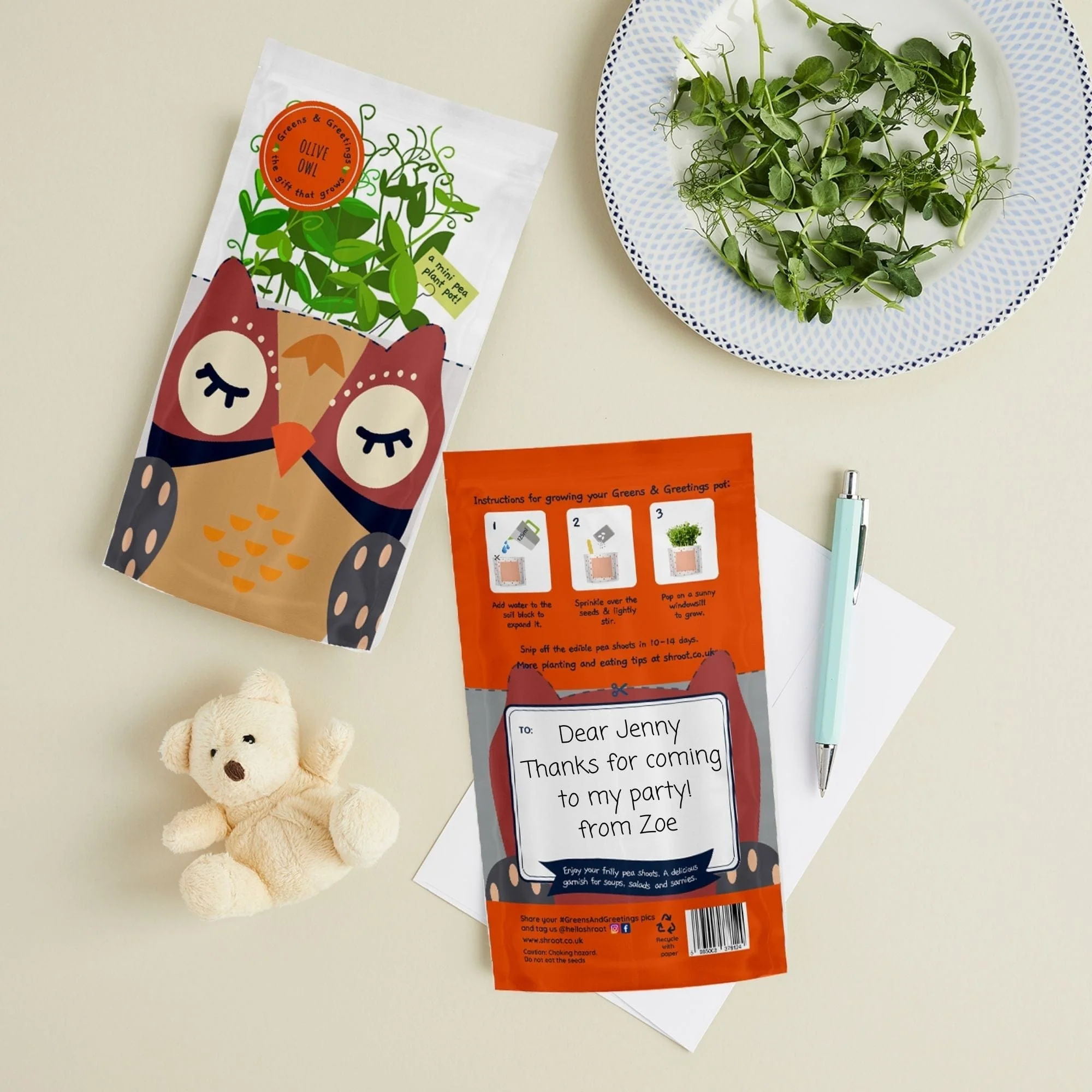 'Olive' Owl Growable Microgreen Greetings Card - Image 2