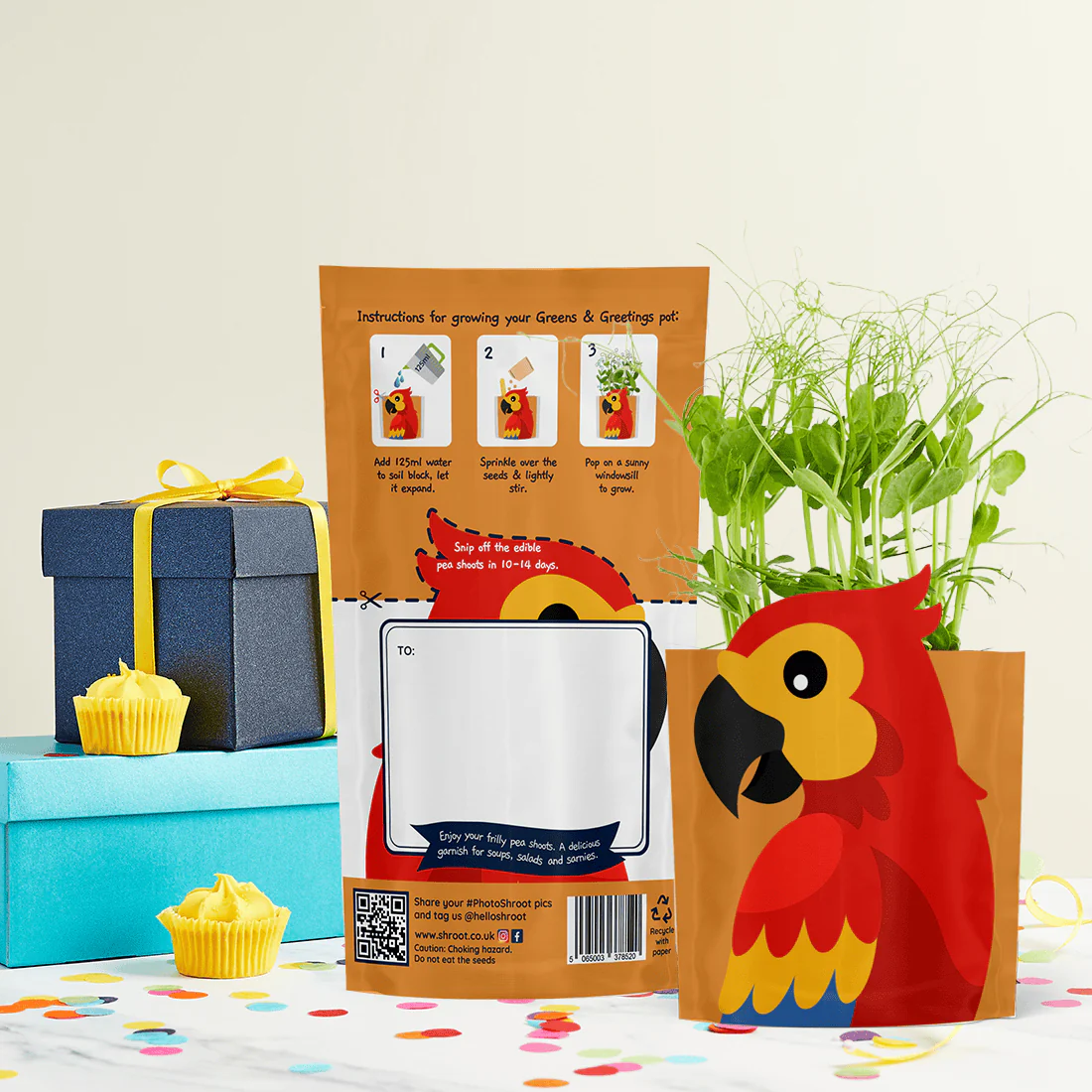 'Polly' Parrot Growable Microgreen Greetings Card