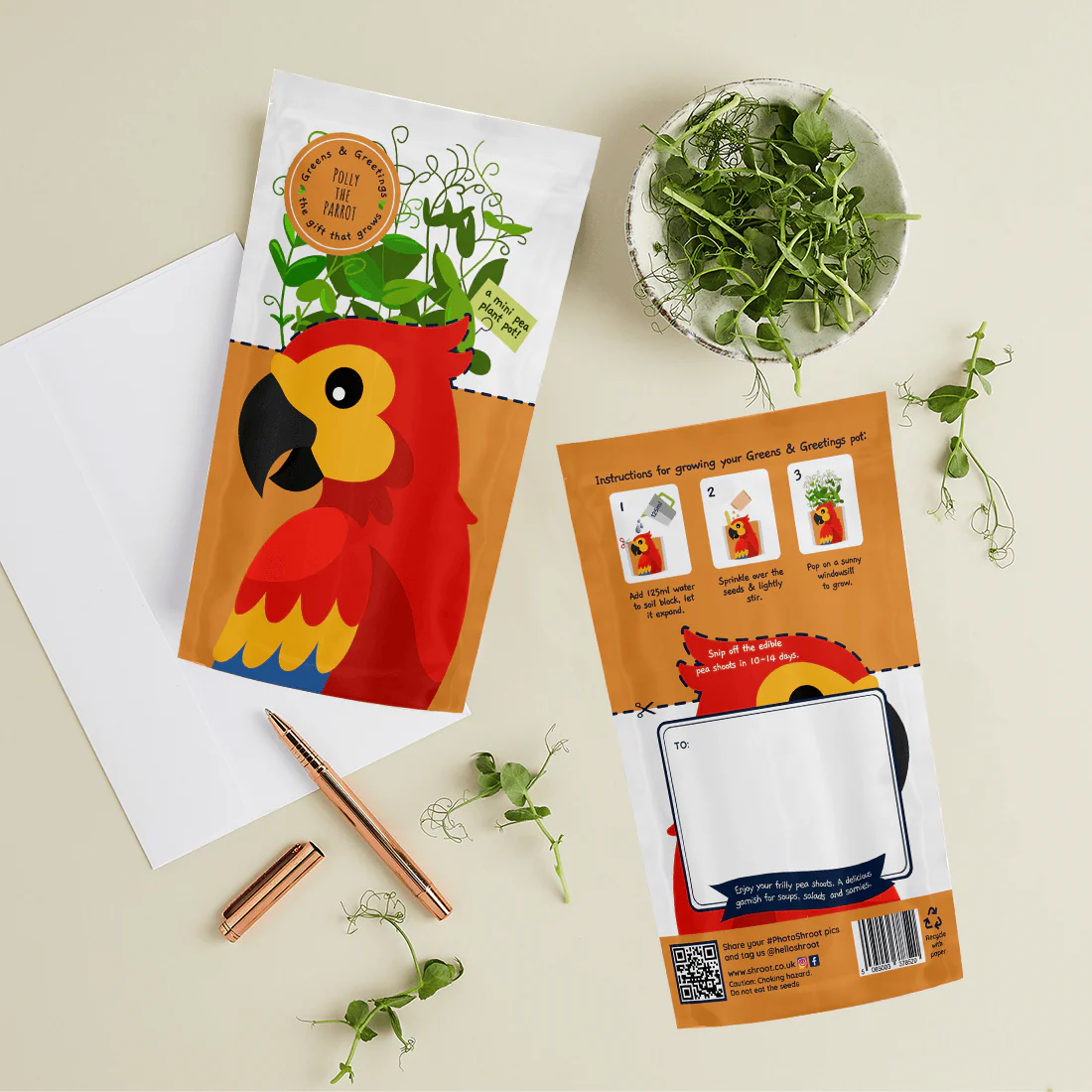 'Polly' Parrot Growable Microgreen Greetings Card - Image 2