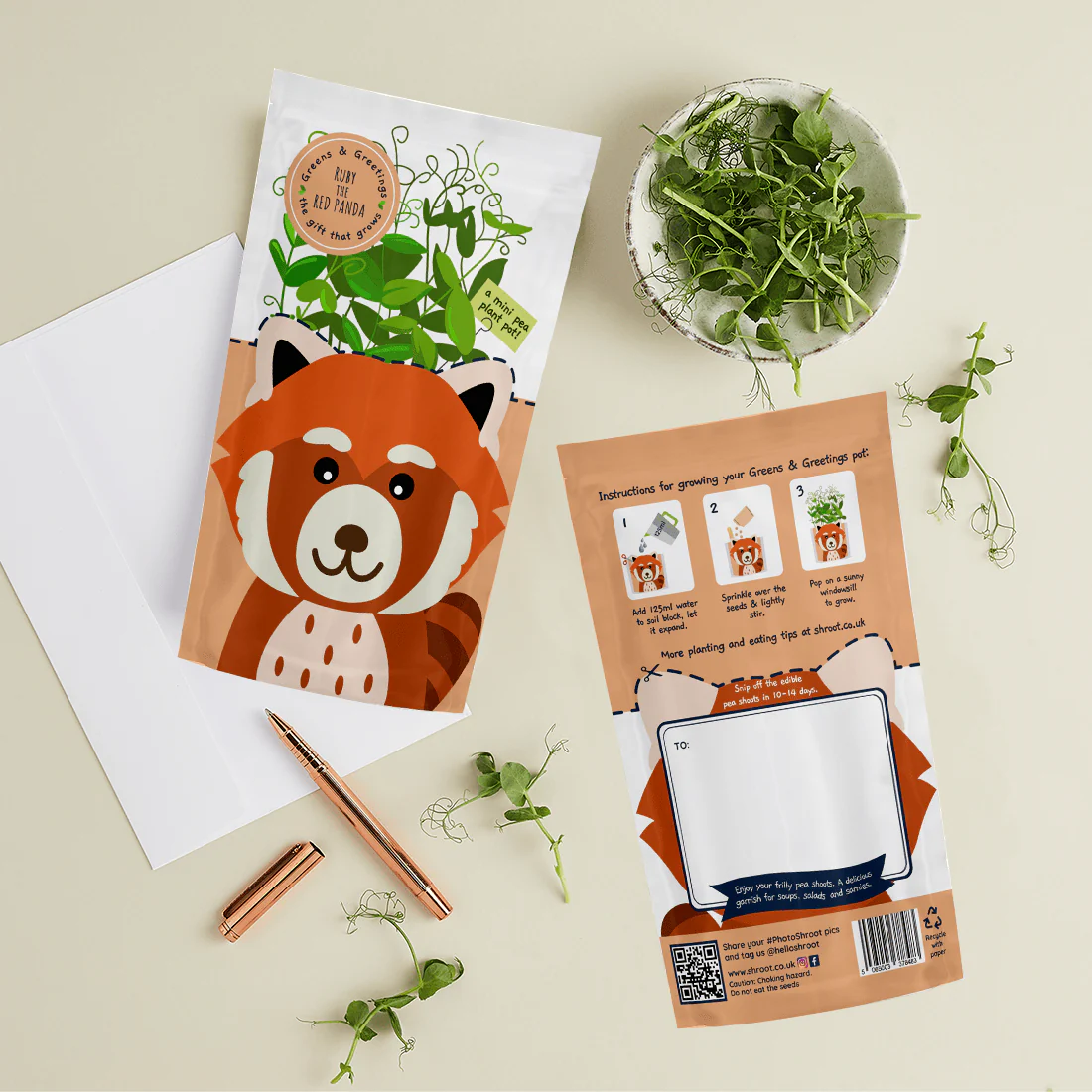 'Ruby' Red Panda Growable Microgreen Greetings Card - Image 2