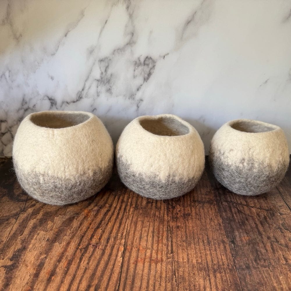 Grey Ombre Spherical Wool Felt Plant Pot Cover - Image 6