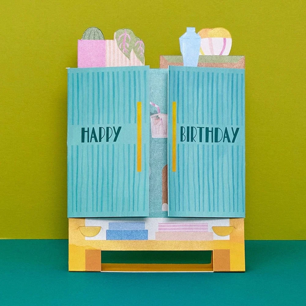 Happy Birthday Drinks Cabinet 3D Fold-Out Card - Image 2