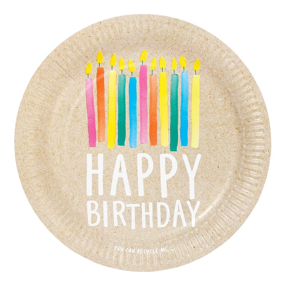 Happy Birthday Eco Paper Plates - 12 Pack
